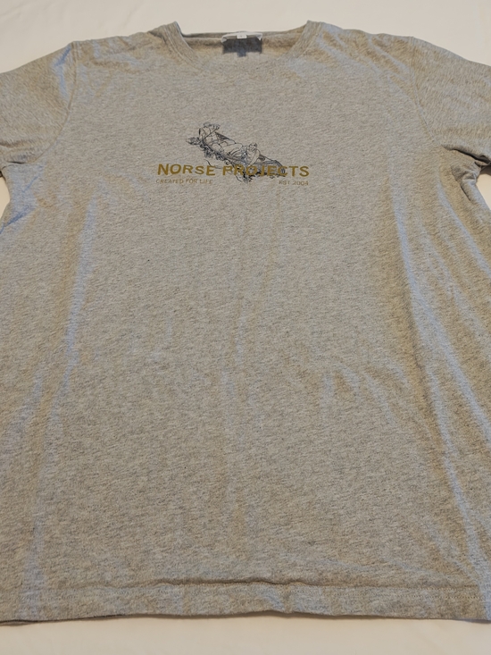 Norse Projects Other - Norse Projects Men's Heather Gray Logo Tee with Gold Print - L